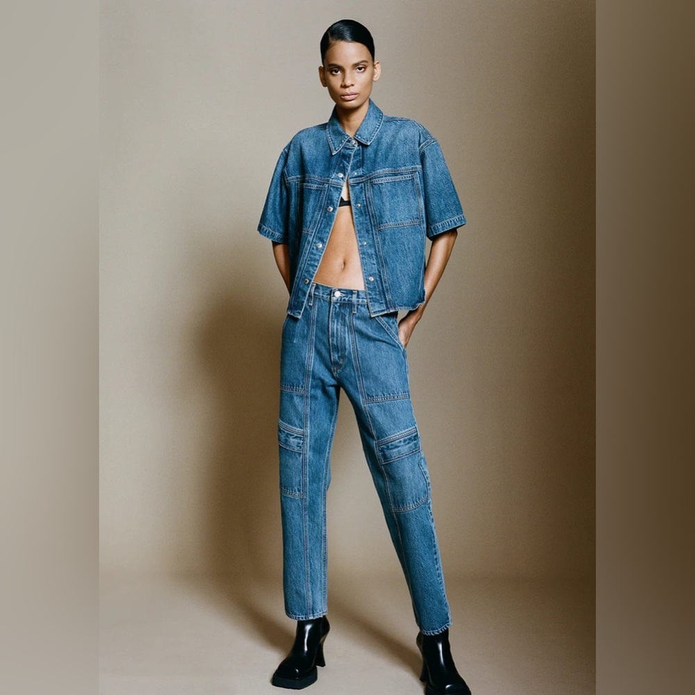 AGOLDE Cooper Cargo Relaxed Jean High Rise Straight Leg Regulation Blue Size 23